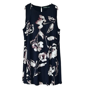 Lauren Ralph Lauren Dress Plus Size 22W Dark Floral Sleeveless A-Line